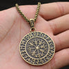 Nordic Vegvisir Compass Norse Runes Viking Jewelry Runic Amulet And Talisman Pendant Necklace Men  2021