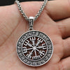 Nordic Vegvisir Compass Norse Runes Viking Jewelry Runic Amulet And Talisman Pendant Necklace Men  2021