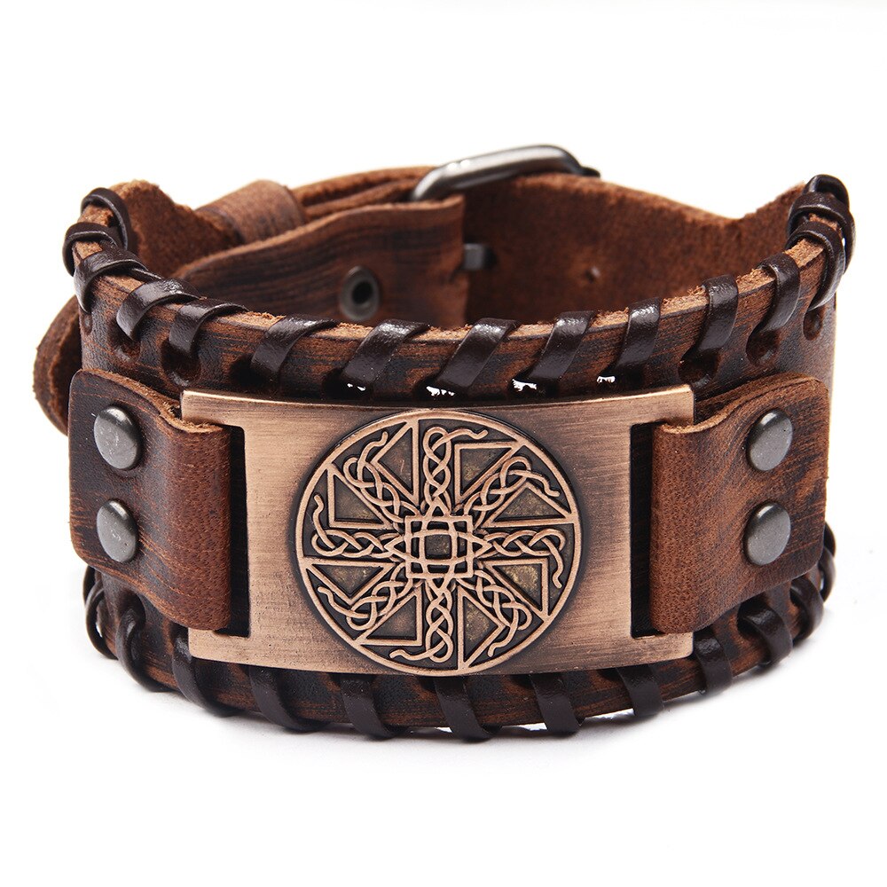 Nordic Viking Irish Knot Odin Rune Bracelet Men's Accessories Metal Leather Accessories Religious Amulet Jewelry
