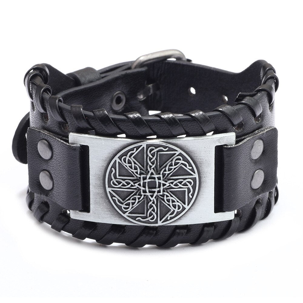 Nordic Viking Irish Knot Odin Rune Bracelet Men's Accessories Metal Leather Accessories Religious Amulet Jewelry