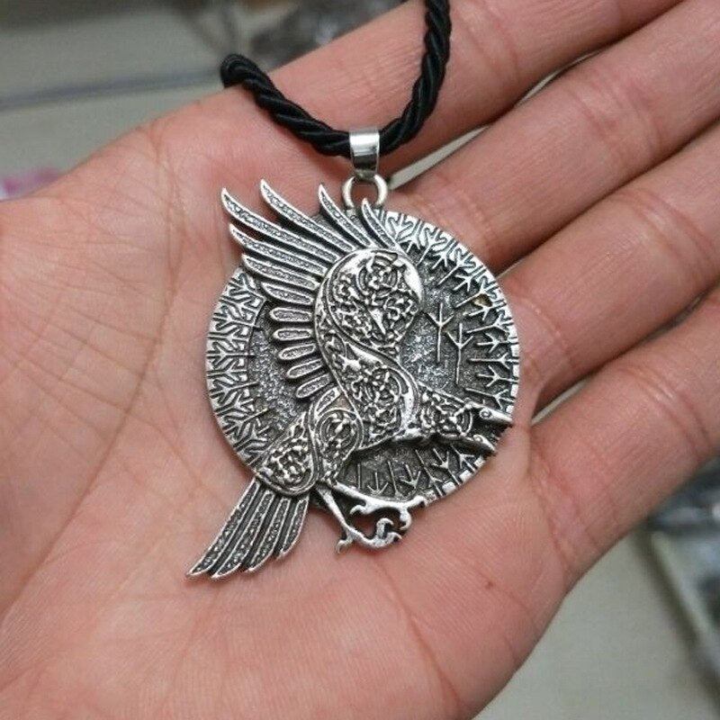 Norse Odin Symbol Viking Raven Amulet Runes Algiz Protection Wicca Tal