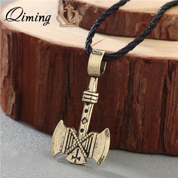 Norse Statement Viking Necklace Men' Pagan Jewelry Wolf Axe Hammer Thor Amulet Symbol Slavic Punk Vintage Women Necklace Gift