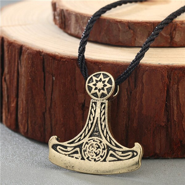 Norse Statement Viking Necklace Men' Pagan Jewelry Wolf Axe Hammer Thor Amulet Symbol Slavic Punk Vintage Women Necklace Gift