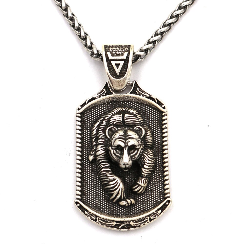 Norse Viking Bear Valknut Wolf Pendant Necklace Nordic Amulet Slavic Veles Symbol Animal Pendant Men Gift Jewelry