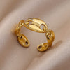 Nose Shape Rings for Women Men  Open Adjustable Stainless Steel Ring Female Wedding Couple Aesthetic Jewelry anillos mujer