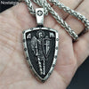 Nostalgia ARCHANGEL ST.MICHAEL PROTECT US Cross Shield Medal Amulet Pendant Necklace
