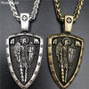 Nostalgia ARCHANGEL ST.MICHAEL PROTECT US Cross Shield Medal Amulet Pendant Necklace