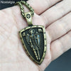 Nostalgia ARCHANGEL ST.MICHAEL PROTECT US Cross Shield Medal Amulet Pendant Necklace