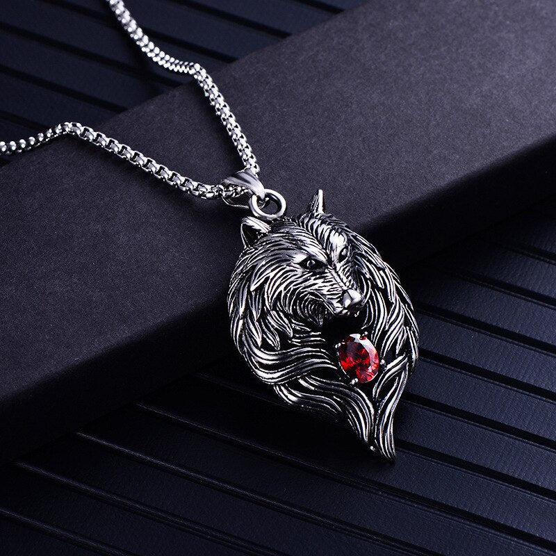 Noter 2022 Pendant Necklace Men Gothic Wolf Animal Necklace Vintage Punk Long Necklace For Hombre Present For Male