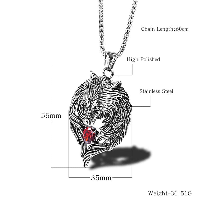 Noter 2022 Pendant Necklace Men Gothic Wolf Animal Necklace Vintage Punk Long Necklace For Hombre Present For Male
