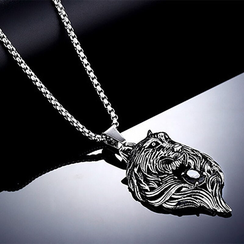 Noter 2022 Pendant Necklace Men Gothic Wolf Animal Necklace Vintage Punk Long Necklace For Hombre Present For Male