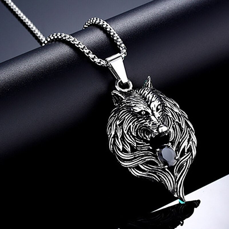 Noter 2022 Pendant Necklace Men Gothic Wolf Animal Necklace Vintage Punk Long Necklace For Hombre Present For Male