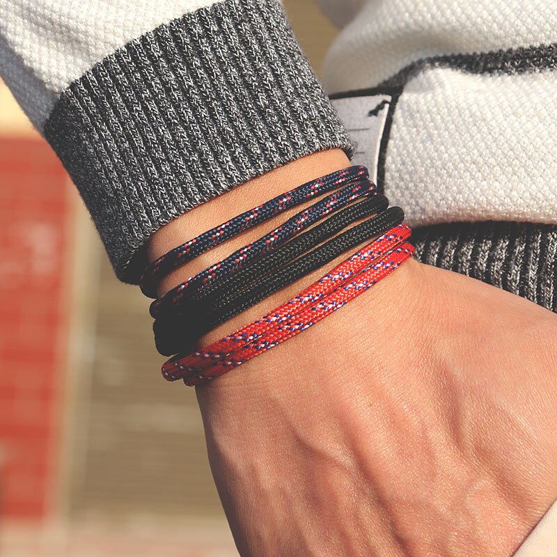 Noter Mens Bracelet Set Adjustable Braided Umbrella Rope Brazalete For Hombre Minimalist Male Cool Biker Jewelry Pulseira Gift