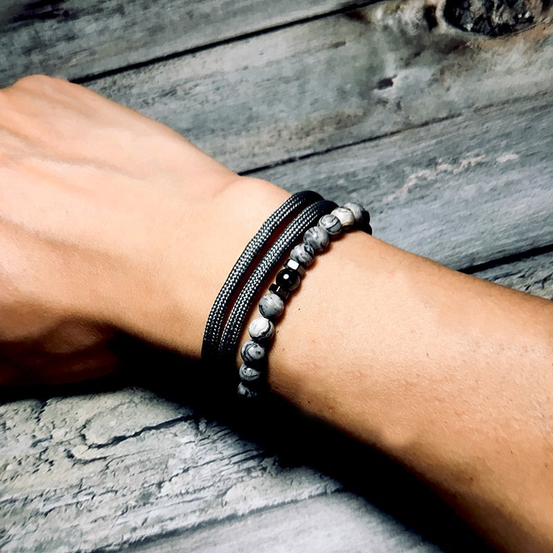 Noter Mens Bracelet Set Adjustable Braided Umbrella Rope Brazalete For Hombre Minimalist Male Cool Biker Jewelry Pulseira Gift