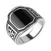 Punk Antique Silver Color Signet Rings Black Enamel Men Finger Ring For Male Co Knuckle Jewelry Bijoux Anel