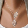 Novelty 2020 designer women's chain necklace fashion simple 2 leaf necklace chain suitable for women's office double leaf jewelr