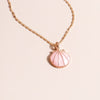 Novelty Pink Blue Enamel Fan Shell Pendants Necklaces Gold Color Chain Choker Necklace for Women Summer Beach Party Jewelry