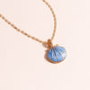 Novelty Pink Blue Enamel Fan Shell Pendants Necklaces Gold Color Chain Choker Necklace for Women Summer Beach Party Jewelry