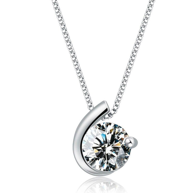 Number 6 Crystal Moon Pendant Necklace for Women Girl Female Ladies Femme Birthday Gift Present Neck Accessories