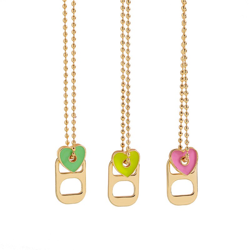 NurmWung Pig Snout Nose Enamel Dripping Oil Heart Necklace for Women Chain Women Jewelry Minimalist Design Geometry