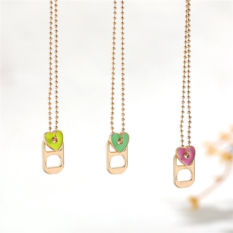 NurmWung Pig Snout Nose Enamel Dripping Oil Heart Necklace for Women Chain Women Jewelry Minimalist Design Geometry