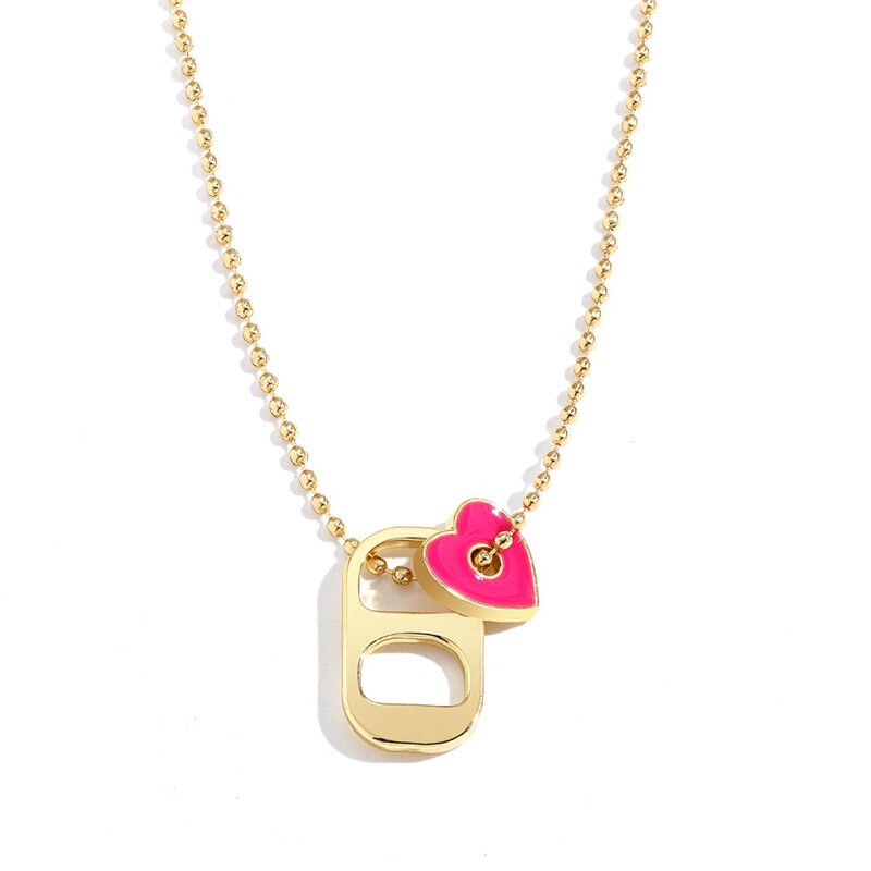 NurmWung Pig Snout Nose Enamel Dripping Oil Heart Necklace for Women Chain Women Jewelry Minimalist Design Geometry