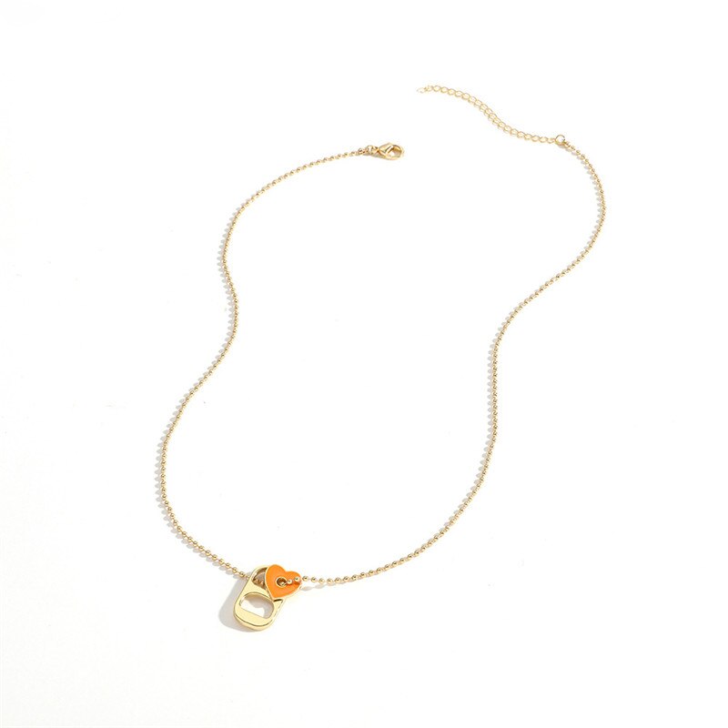 NurmWung Pig Snout Nose Enamel Dripping Oil Heart Necklace for Women Chain Women Jewelry Minimalist Design Geometry