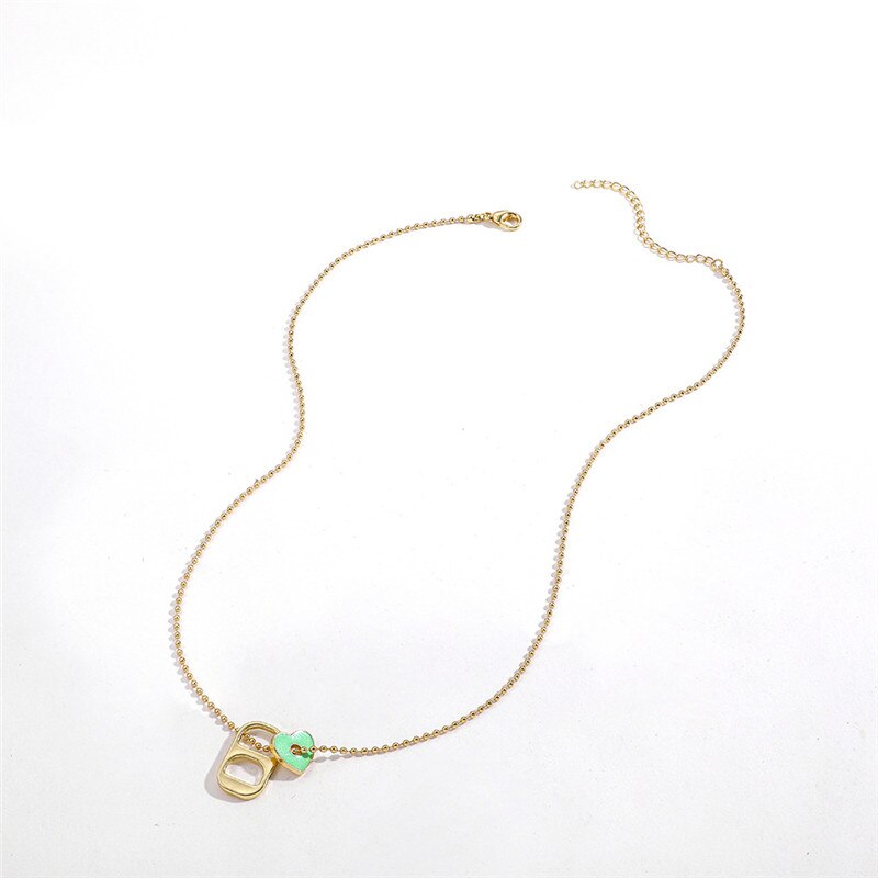 NurmWung Pig Snout Nose Enamel Dripping Oil Heart Necklace for Women Chain Women Jewelry Minimalist Design Geometry