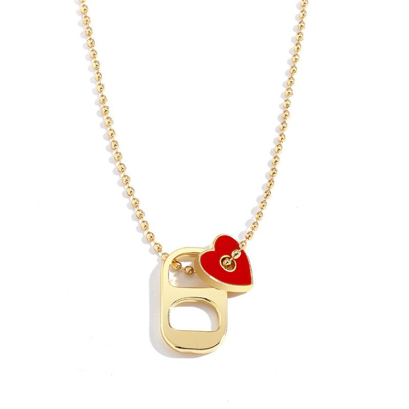 NurmWung Pig Snout Nose Enamel Dripping Oil Heart Necklace for Women Chain Women Jewelry Minimalist Design Geometry