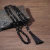 OAIITE 8mm Onyx and Lava Stone Beads Necklace Ethnic Bohemia 108 Mala Bead Yoga Meditation Necklace for Women