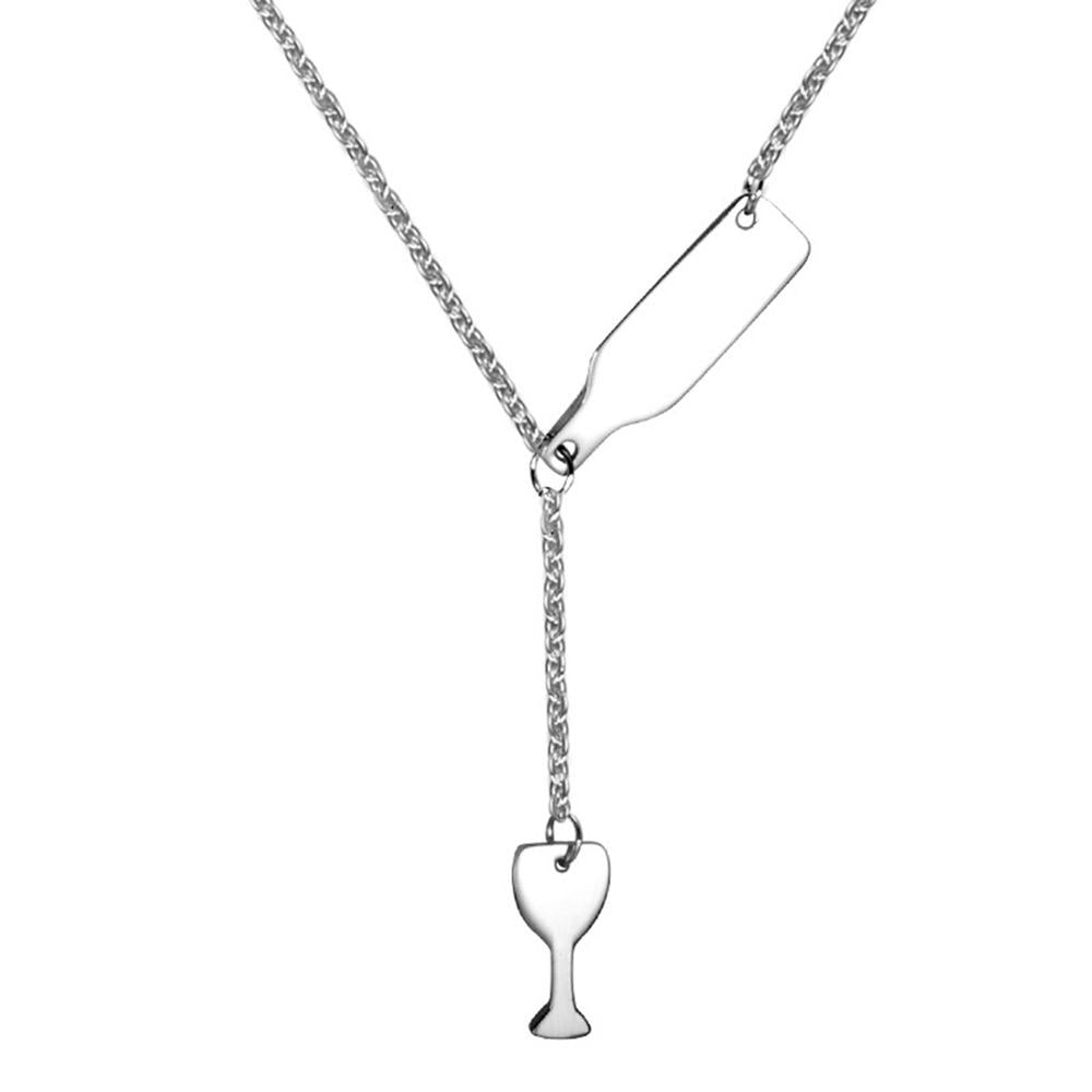 Beer Cup Long Pendant Necklace For Women Wine Bottle Silver/Rose Gold Fashion Jewelry