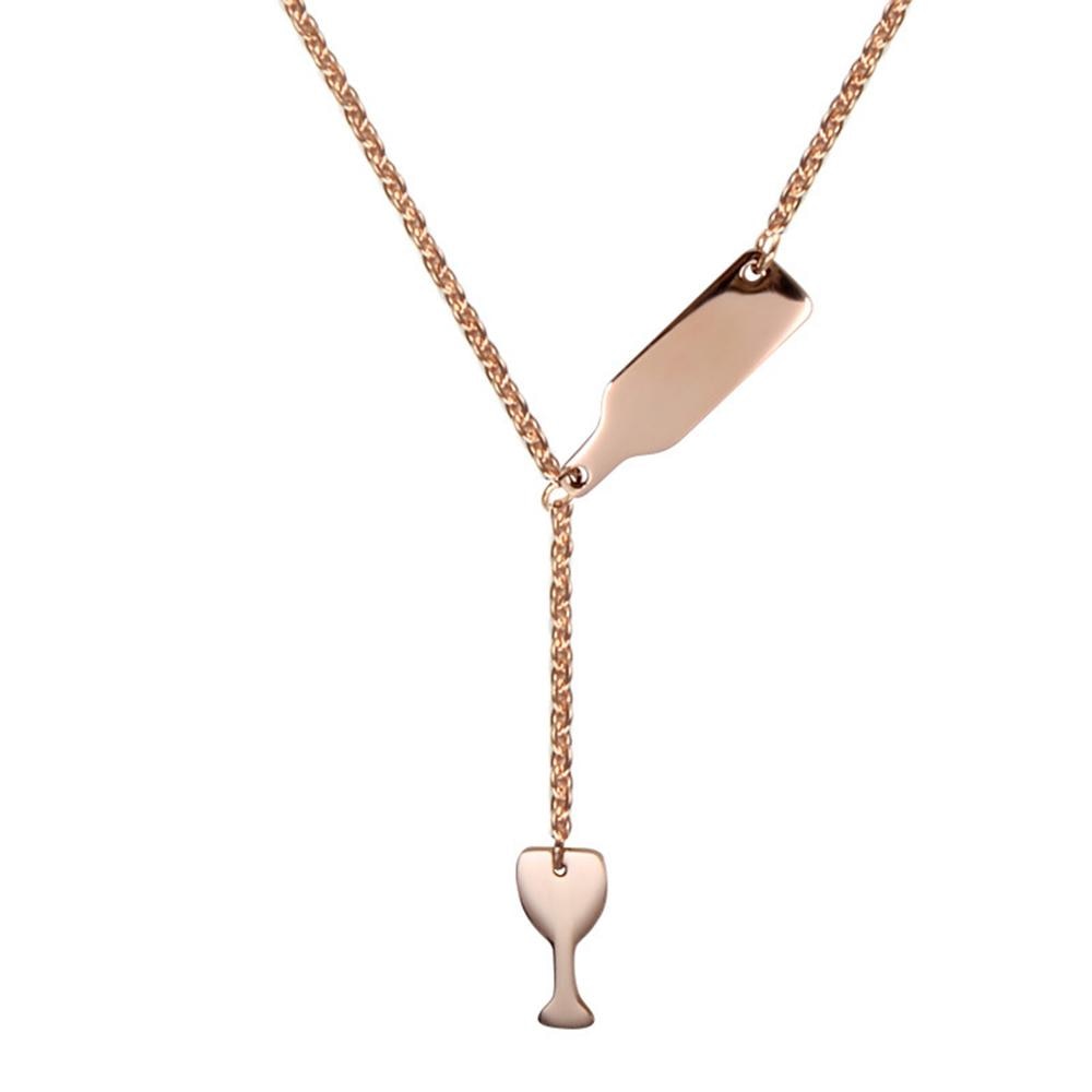 Beer Cup Long Pendant Necklace For Women Wine Bottle Silver/Rose Gold Fashion Jewelry