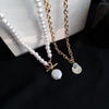 OE Korea Sweet Pearl Necklace Simple Personality Disc Pendant Necklace Sets Chain For Women Jewelry