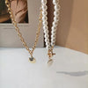 OE Korea Sweet Pearl Necklace Simple Personality Disc Pendant Necklace Sets Chain For Women Jewelry