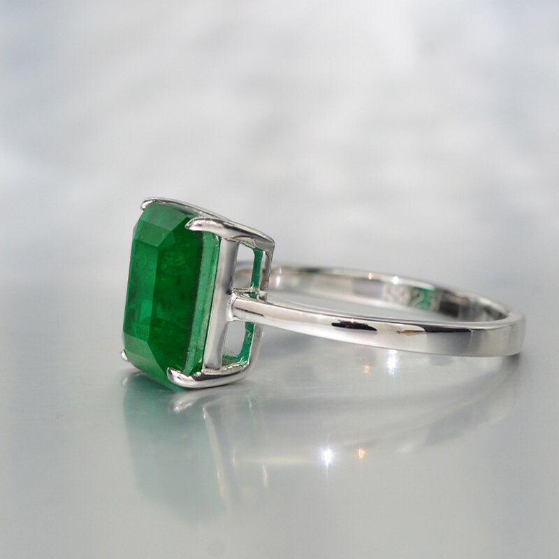OEVAS 100% 925 Sterling Silver Emerald Gemstone Wedding Rings Women Birthstone Engagement Party Sparkling Fine Jewelry