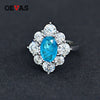 OEVAS 100% 925 Sterling Silver Rings For Women Sparkling High Carbon Diamond 6*9MM Oval Paraiba Tourmaline Gemstone Fine Jewelry