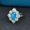 OEVAS 100% 925 Sterling Silver Rings For Women Sparkling High Carbon Diamond 6*9MM Oval Paraiba Tourmaline Gemstone Fine Jewelry