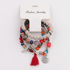 OIQUEI Vintage 4Pcs/Lot Women Bracelets Set Bohemia Charm CZ Hand Natural Stone Beads Tassel Pendents Bracelets Pour Les Femmes