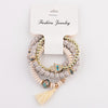 OIQUEI Vintage 4Pcs/Lot Women Bracelets Set Bohemia Charm CZ Hand Natural Stone Beads Tassel Pendents Bracelets Pour Les Femmes