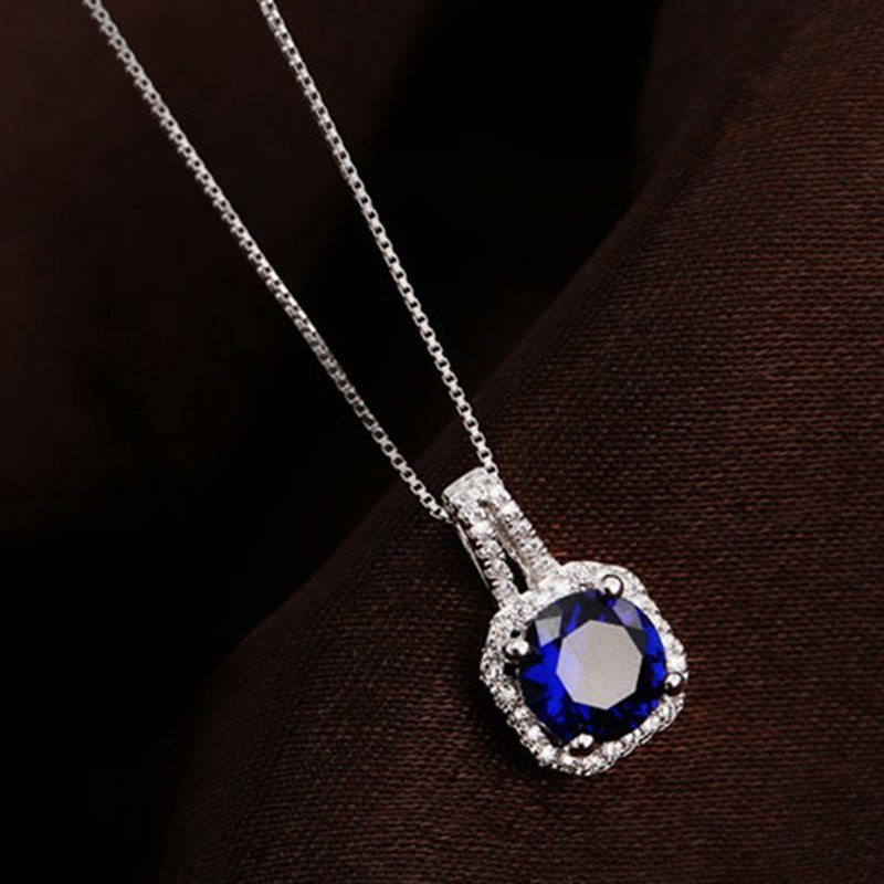 Style Shiny CZ Stone Zircon Silver Necklaces & Pendants Simple Pendant Wedding Jewelry For Women