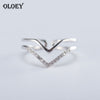 100% 925 Sterling Silver Triangle Rings For Women Finger Double Letter V Shape Geometric Ring Bague Fine Jewelry MR480