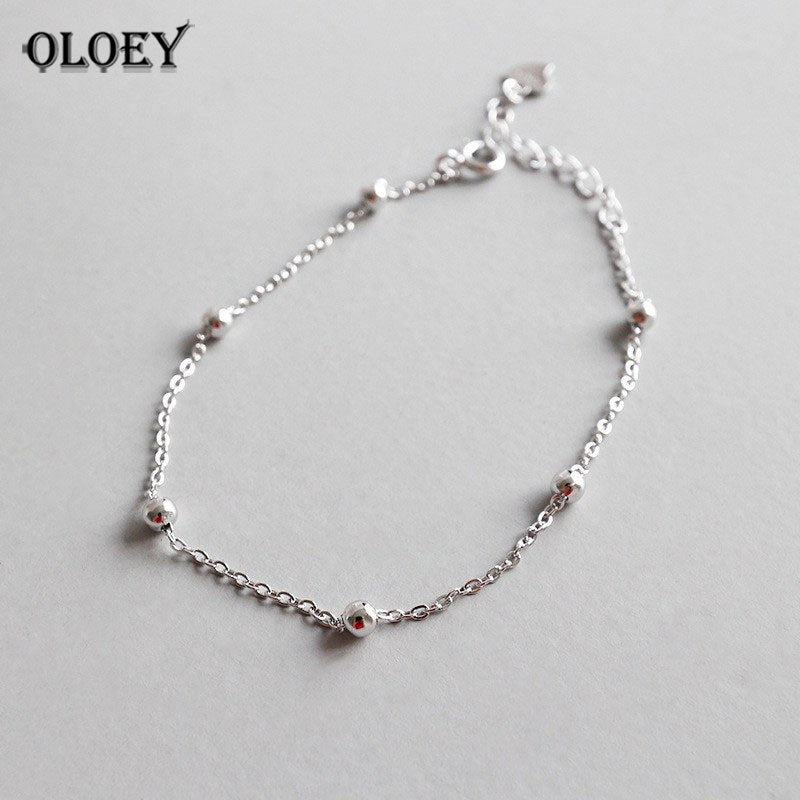 100% Genuine 925 Sterling Silver Bracelets for Women Beads Chain Hand Bangle & Bracelet Fine Party Jewelry Gifts YMB028