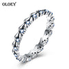 100% Real 925 Sterling Silver Ring for Women Blue Zircon Stone Ladies Vintage Ring Fine Accessories Jewelry Gift YMR046