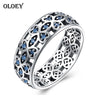 100% Real 925 Sterling Silver Rings for Women Sweet Clover Blue CZ Finger Ring Engagement Fine Accessories Jewelry YMR030