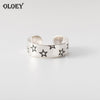 100% Real 925 Sterling Silver Stackable Ring for Women Vintage Stars Design Open Adjustable Rings Fine Jewelry Gift YMR397
