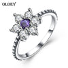 Authentic 925 Sterling Silver Finger Rings for Women Purple & Clear CZ Ring Female Wedding Fine Accessories Jewelry YMR035