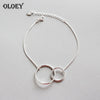 Double Round Circle Bracelets For Women Girls Original Simple Style Lady Prevent Allergy Sterling-silver-jewelry YMB030