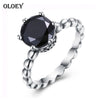 Female Finger Rings Real 925 Sterling Silver Ring with Black Cubic Zirconia For Women Wedding Fine Jewelry Gift YMR038