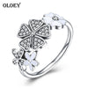 Fine Jewelry Ring Real 925 Sterling Silver Shimmering Bouquet White Enamel & Clear CZ Flower Finger Rings for Women YMR034