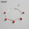 Genuine 925 Sterling Silver Bracelet for Women with Glue Red Heart Charm Bracelets Party Sterling-silver-jewelry YMB041